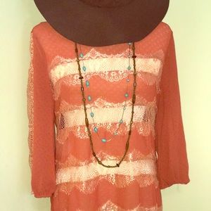 BKE Boutique Blouse with Lace